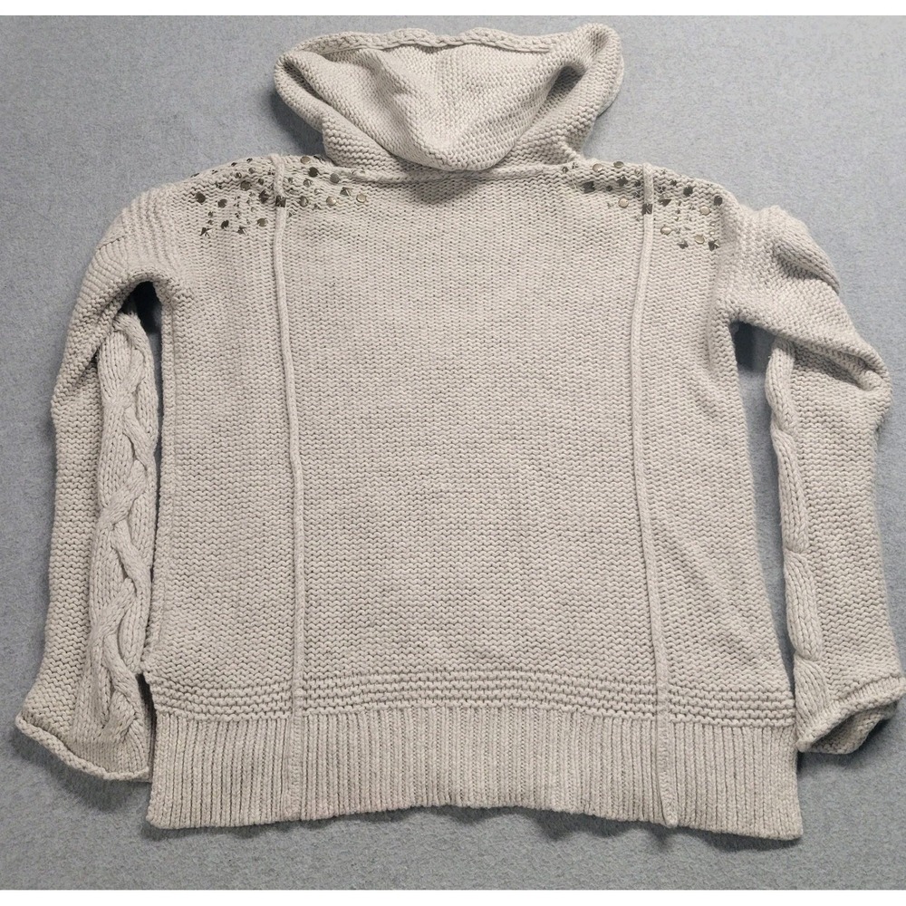 Free People Sweater Size Medium Chunky Cable Knit Oversized Gray Boho Indie - Picture 9 of 9